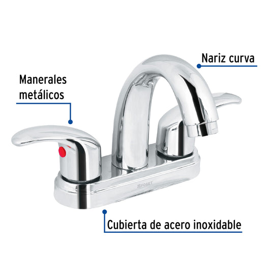 Mezcladora para lavabo, manerales palanca, cuello alto, cromo, AQUA