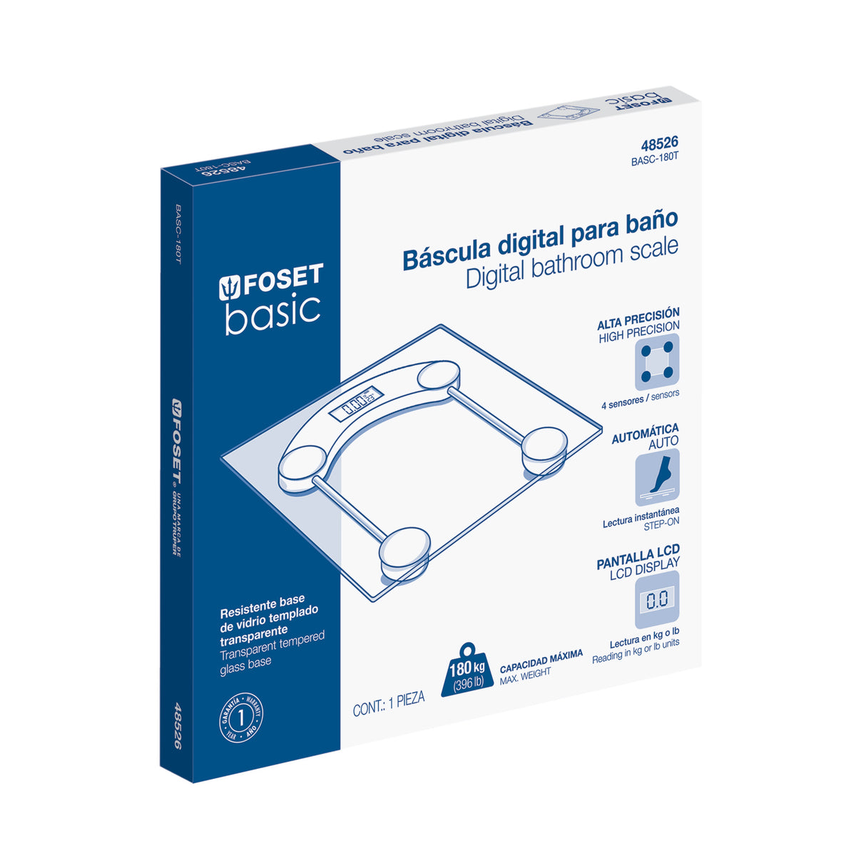 Báscula digital 180 kg para baño, FOSET
