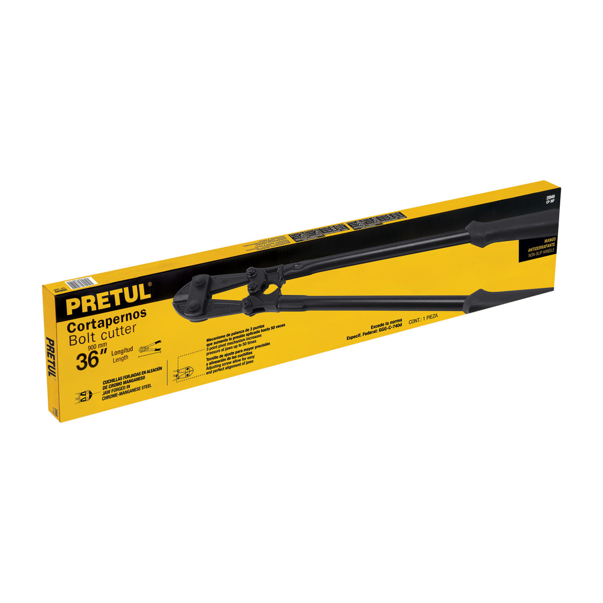 Cortapernos 36”, mango tubular, PRETUL