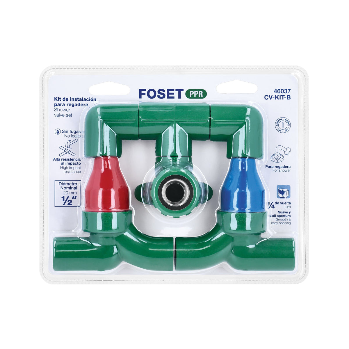 Kit de instalación para regadera PPR 1/2”, sin manerales, FOSET
