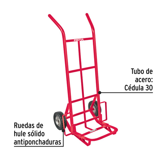 Diablo de carga de 100 kg, ruedas sólidas, balero sencillo