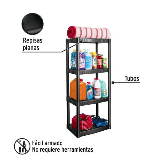 Estante plástico 4 repisas, capacidad 27 kg, 56 x 36 x 123 cm, PRETUL