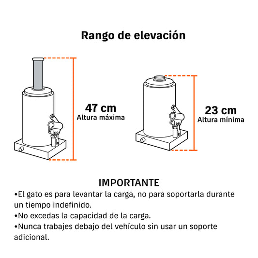 Gato hidráulico de botella, 8 Ton