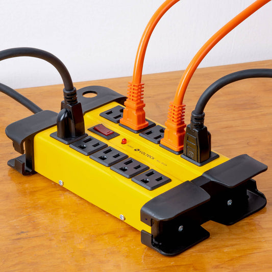 Multicontacto 14 AWG industrial, supresor de picos, 10 entradas