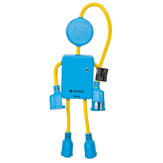 Multicontacto 16 AWG, figura de niño, 4 entradas, Volteck