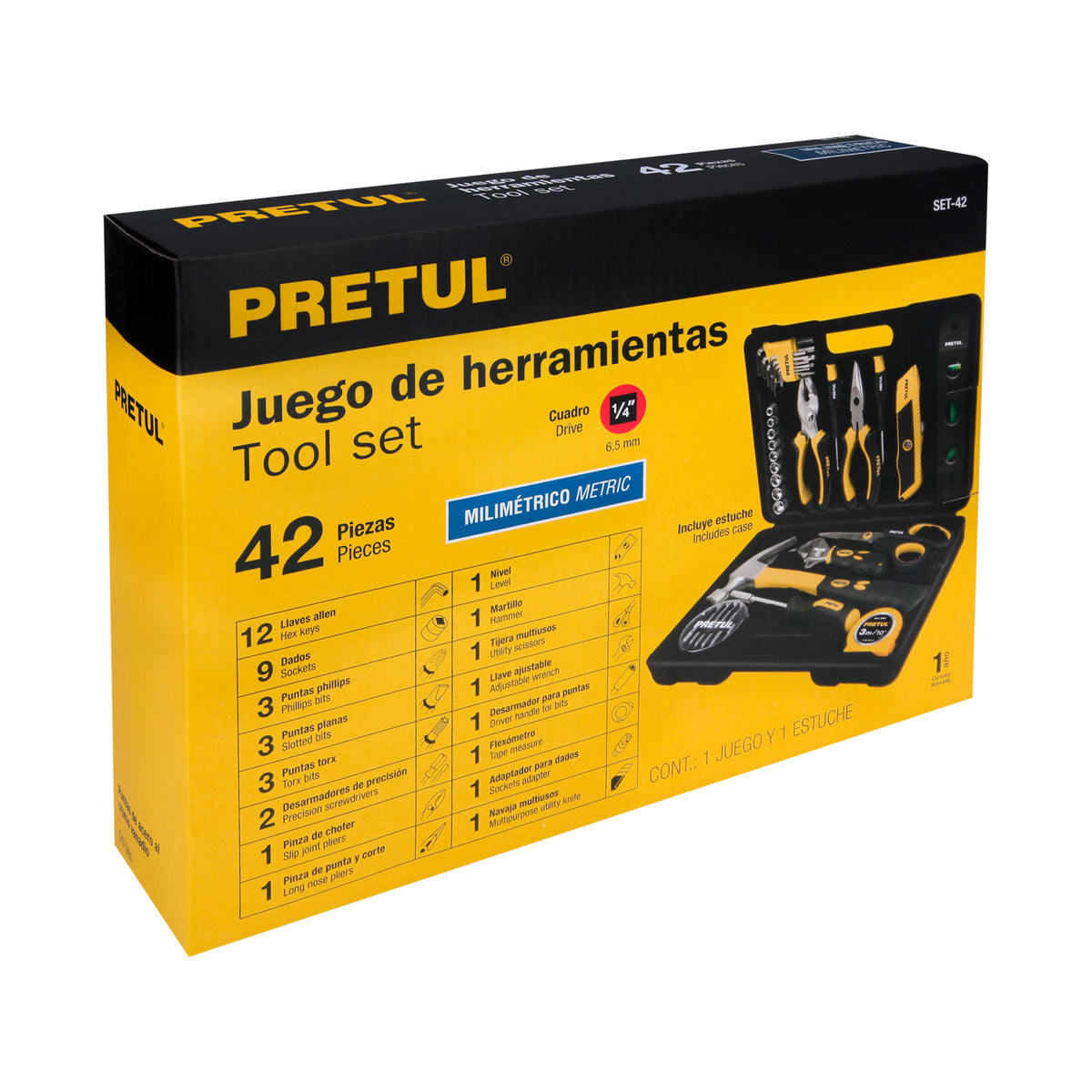 Juego de herramientas Comfort Grip, 42 piezas, PRETUL