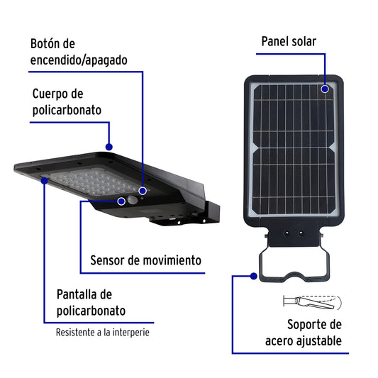 Luminario suburbano solar LED 15 W, 6500 K, con sensor de luz