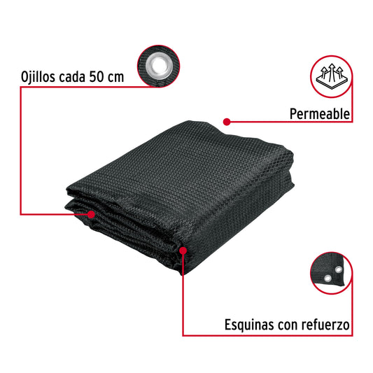Toldo sombra 80%, monofilamento negro, 3.6 x 5 m, FIERO