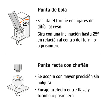 Juego de 25 llaves hexagonales mixtas largas, punta de bola