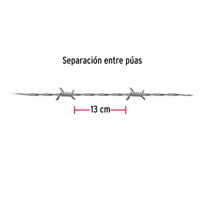 Rollo de alambre de púas 300 m, calibre 15.5, FIERO