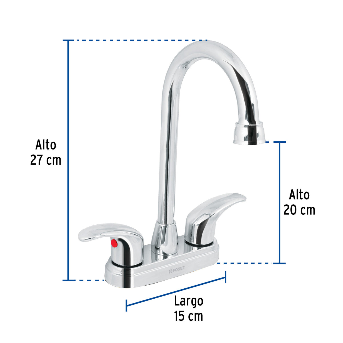 Mezcladora lavabo 4”, cromo, tipo bar, palanca, AQUA