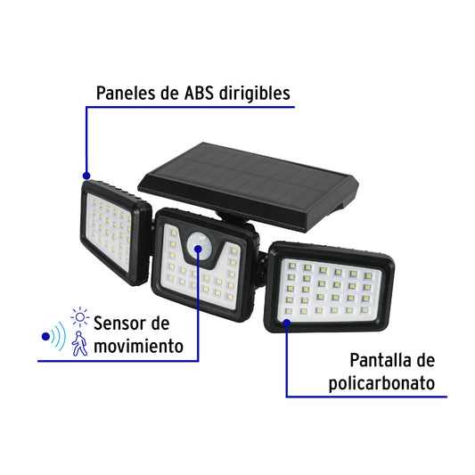 Luminario solar LED 7 W, 6500 K, sensor de movimiento, Volteck