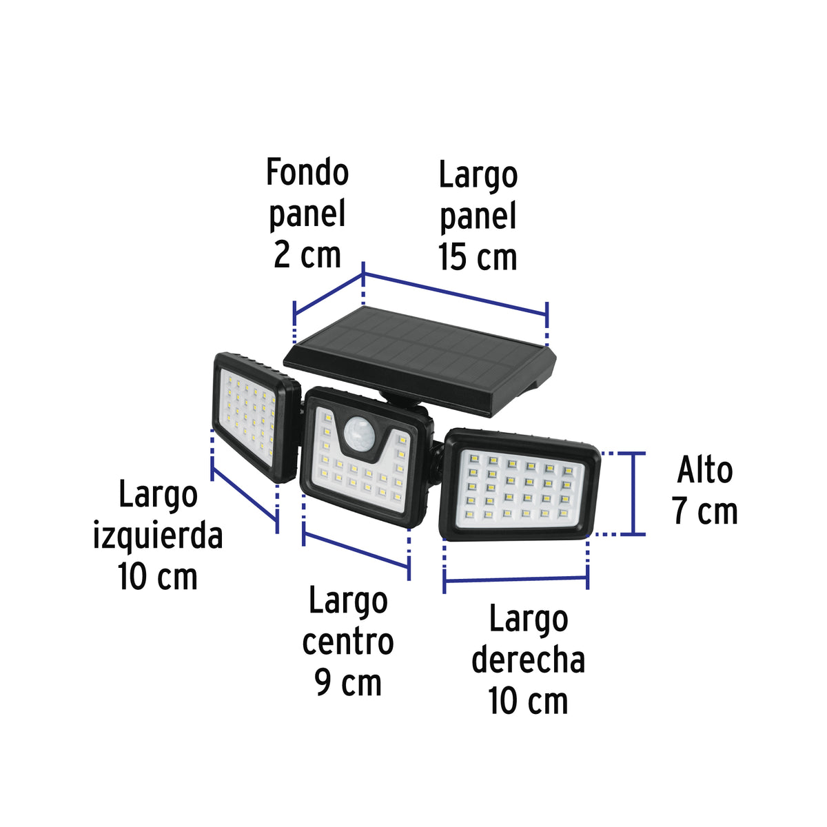 Luminario solar LED 7 W, 6500 K, sensor de movimiento, Volteck