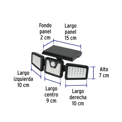 Luminario solar LED 7 W, 6500 K, sensor de movimiento, Volteck