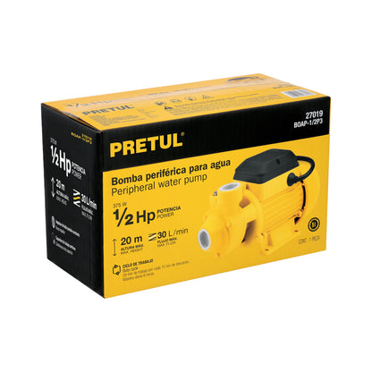 Bomba periférica 1/2 HP, altura máx. 20 m, uso agrícola, PRETUL