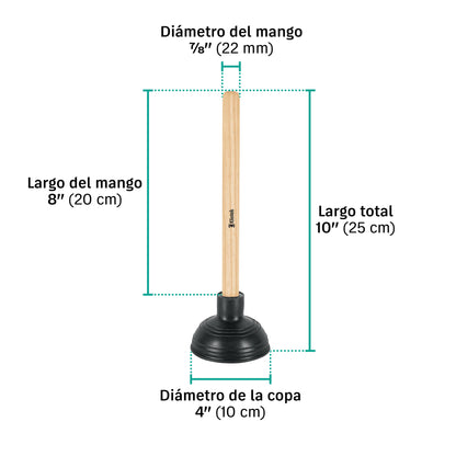 Bomba destapacaños para lavabo, 10 cm,KLINTEK