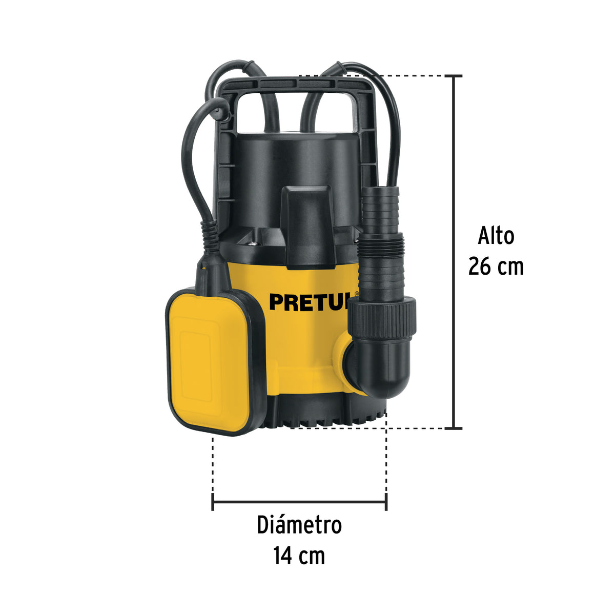 Bomba sumergible plástica 1/2 HP para agua limpia, PRETUL
