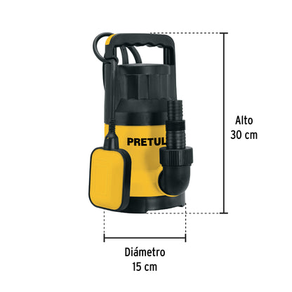Bomba sumergible plástica 1 HP para agua limpia, PRETUL