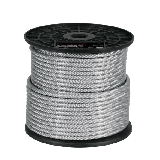 Metro cable flexible 1/4” acero 7x19 recubierto PVC, 75 m, FIERO