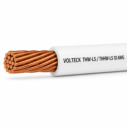 Caja con 100 m de cable THHW-LS 10 AWG blanco, Volteck