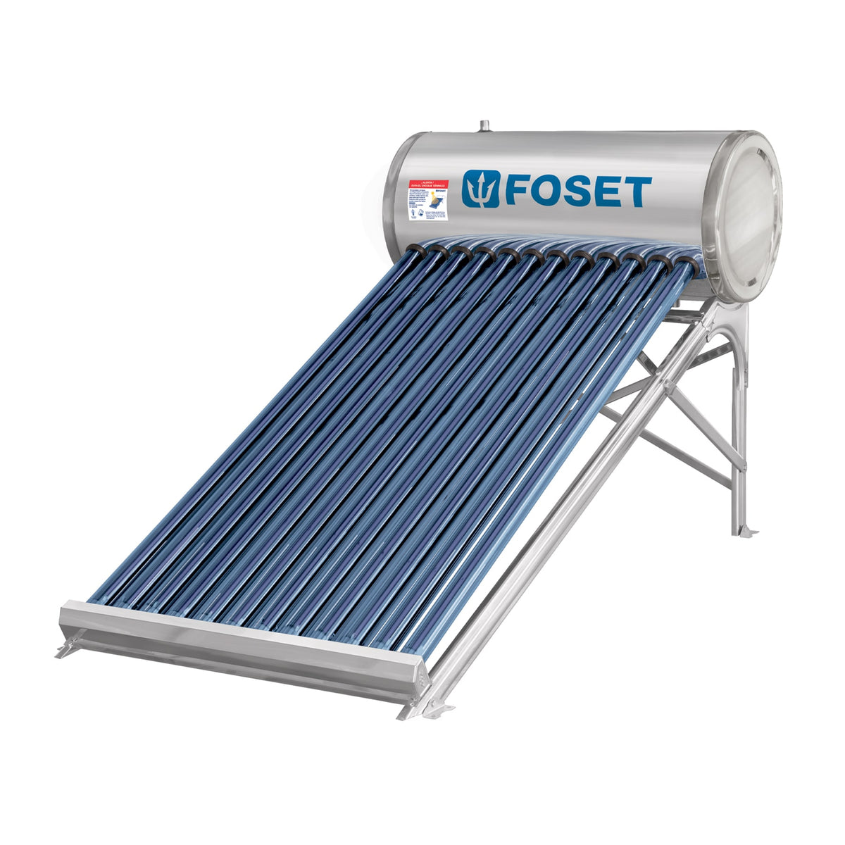 Calentador solar de agua, 12 tubos, 150 L, 4 personas, FOSET