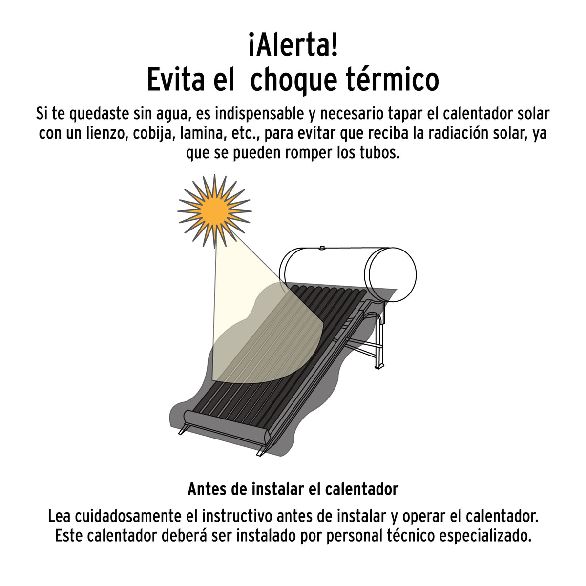 Calentador solar de agua, 12 tubos, 150 L, 4 personas, FOSET