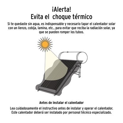 Calentador solar de agua, 12 tubos, 150 L, 4 personas, FOSET