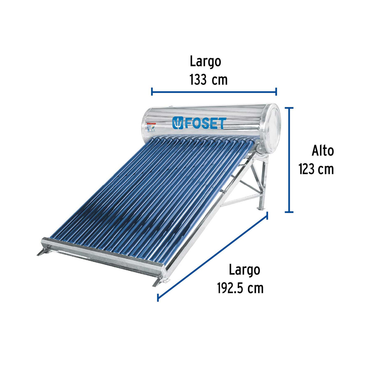 Calentador solar de agua, 15 tubos, FOSET