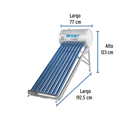 Calentador solar de agua, 8 tubos, FOSET