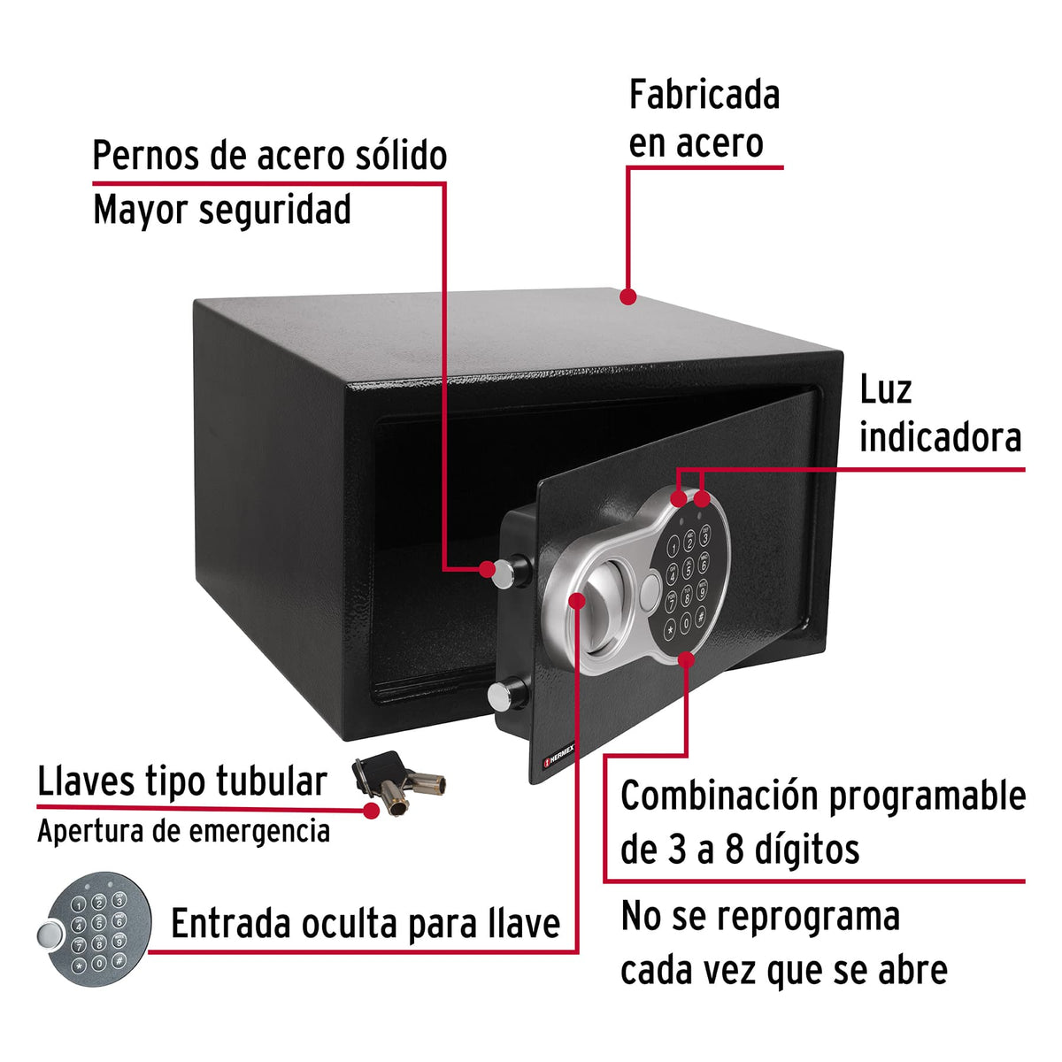 Caja de seguridad electrónica, chica, HERMEX