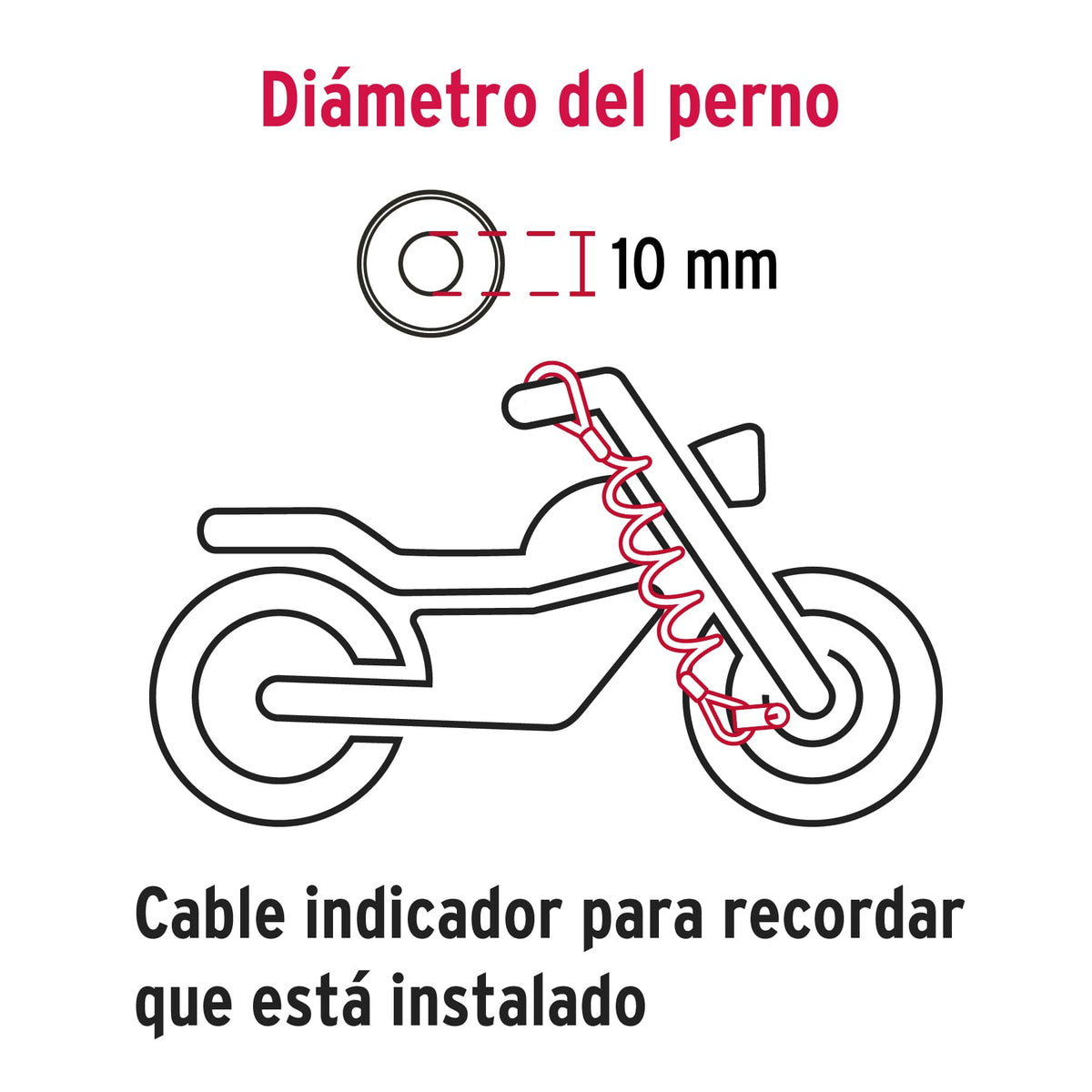 Candado para freno de disco de motocicleta, 10 mm, llave de disco, HERMEX