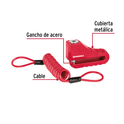 Candado para freno de disco de motocicleta, 10 mm, llave de disco, HERMEX