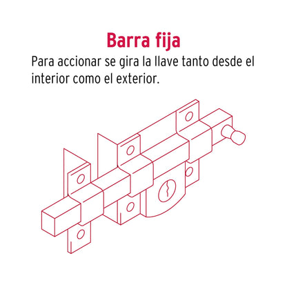 Cerradura de barra fija, derecha, HERMEX