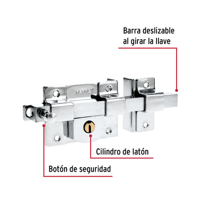 Cerradura de barra fija, derecha, HERMEX