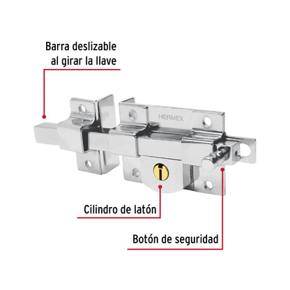 Cerradura de barra fija, izquierda, HERMEX