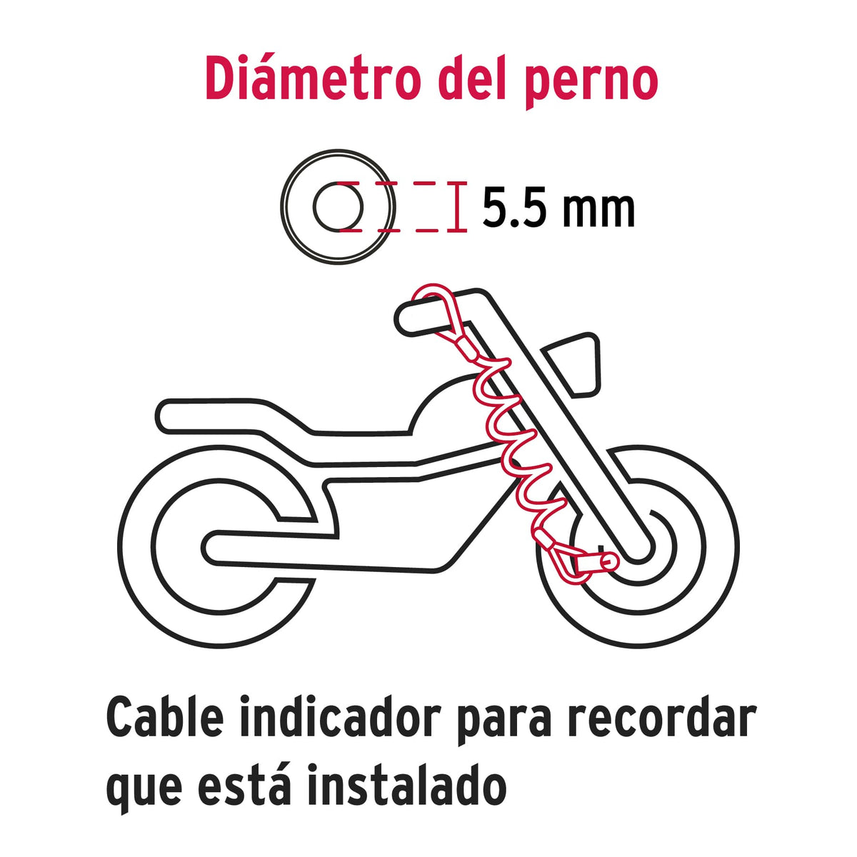 Candado para freno de disco de motocicleta, 5.5 mm, llave de disco, HERMEX