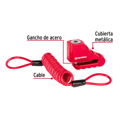 Candado para freno de disco de motocicleta, 5.5 mm, llave de disco, HERMEX