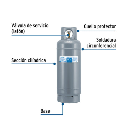 Cilindro portátil para gas LP, 20 kg, FOSET
