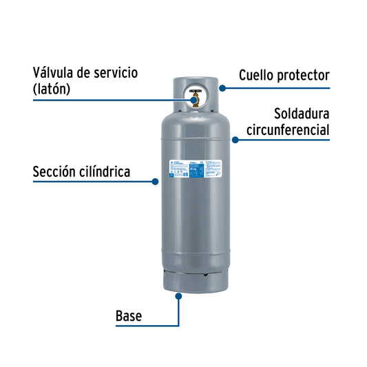 Cilindro portátil para gas LP, 20 kg, FOSET