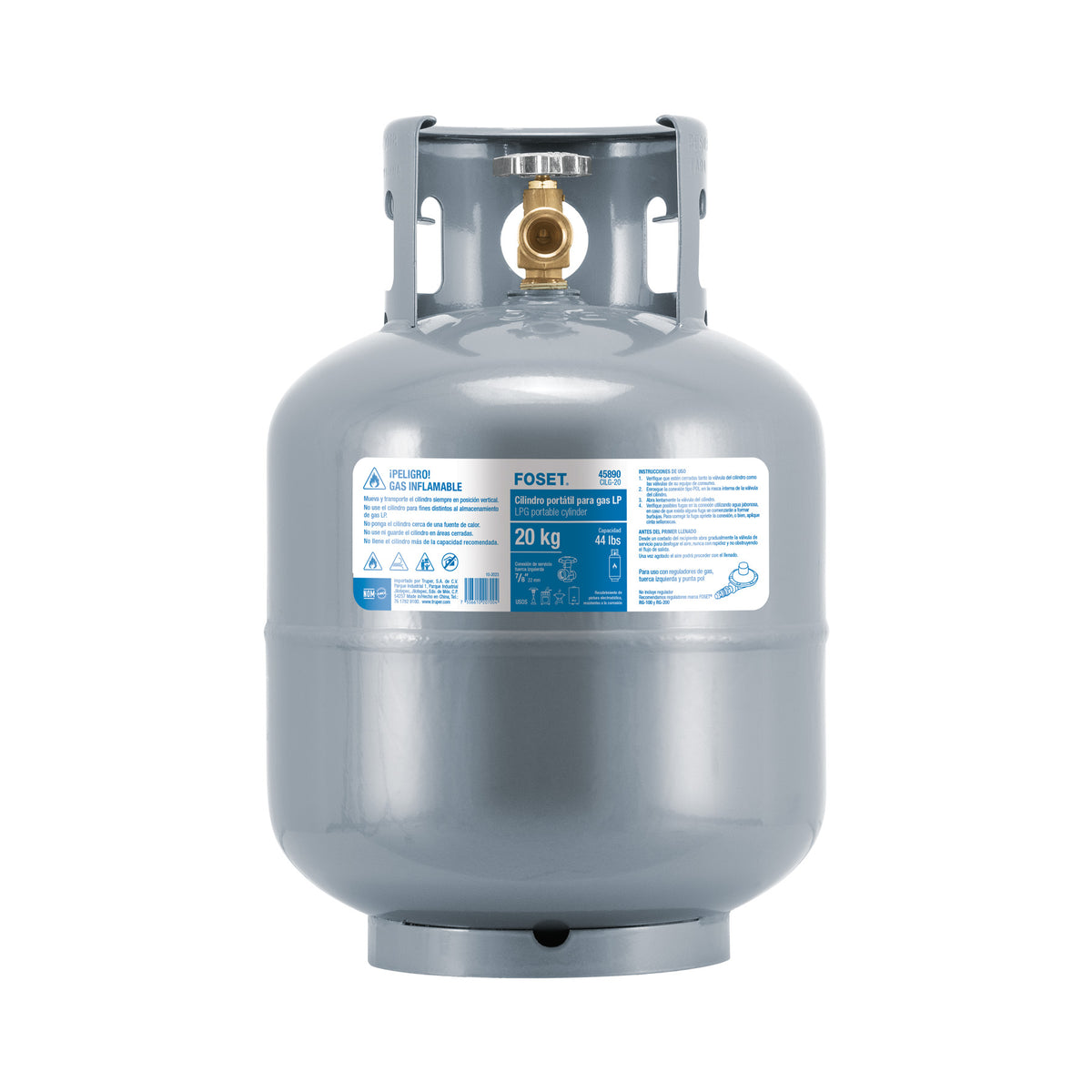 Cilindro portátil para gas LP, 20 lb (9 kg), FOSET
