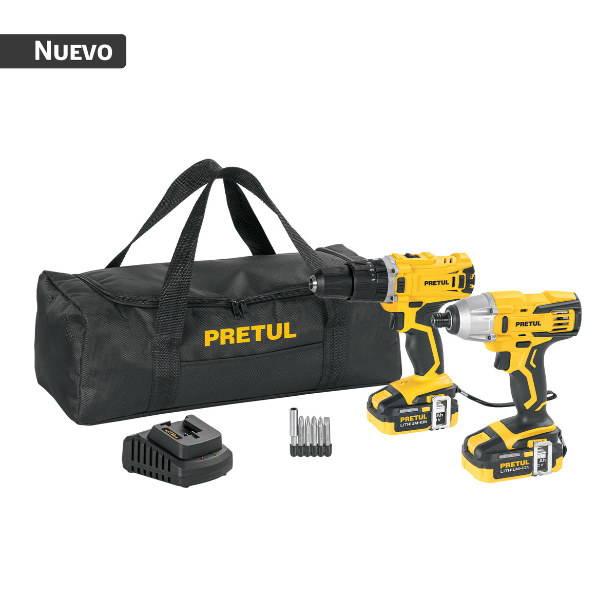 Combo rotomartillo/destornillador + destornillador de impacto, 20 V, PRETUL