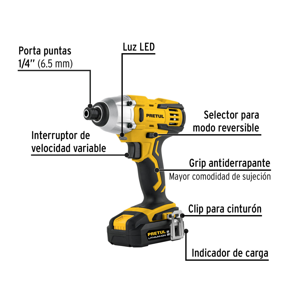 Combo rotomartillo/destornillador + destornillador de impacto, 20 V, PRETUL
