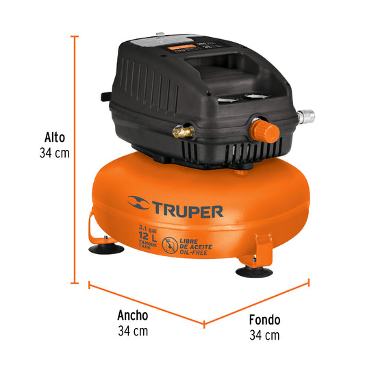 Compresor libre de aceite, 12 L, 1 HP, 127 V