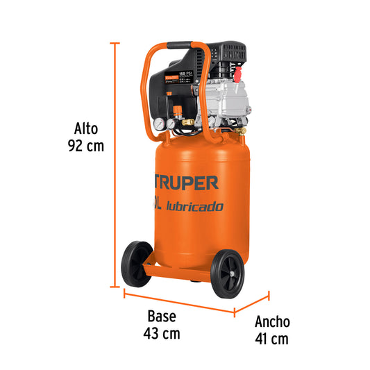 Compresor lubricado, 50 L, 3-1/2 HP, vertical, 127 V