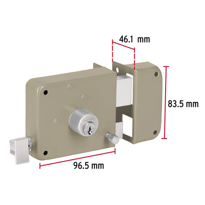 Cerradura de sobreponer derecha, instala-fácil, caja, HERMEX BASIC