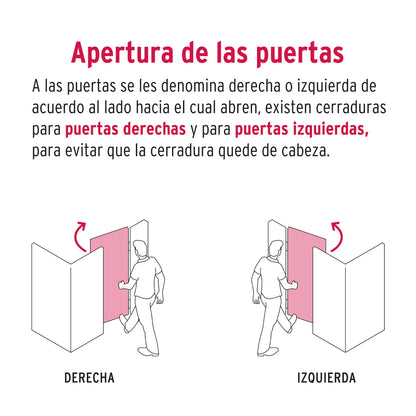 Cerradura de sobreponer derecha, instala-fácil, llave tradicional, caja, HERMEX