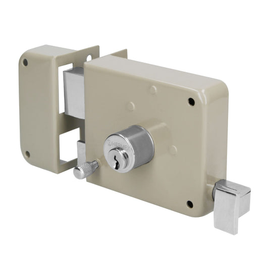 Cerradura de sobreponer izquierda, instala-fácil, caja, HERMEX BASIC
