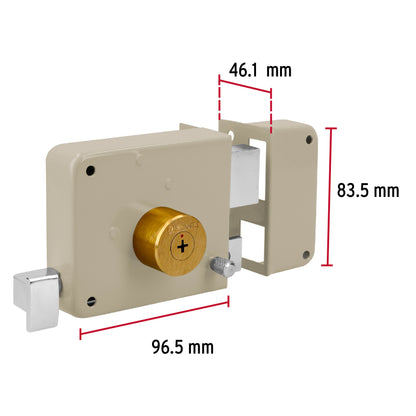 Cerradura de sobreponer derecha, instala-fácil, llave tetra, caja, HERMEX