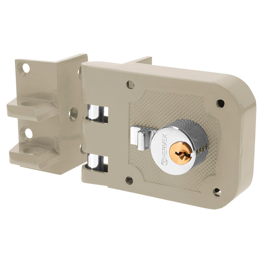 Cerradura de sobreponer para puerta corrediza, instala-fácil, izquierda, HERMEX