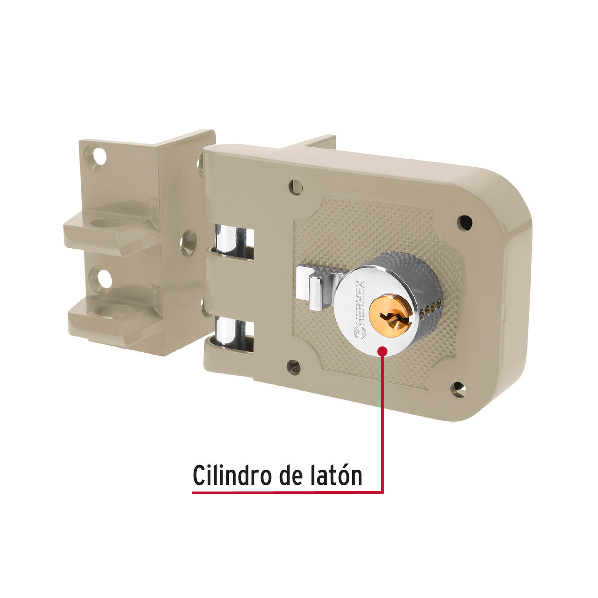 Cerradura de sobreponer para puerta corrediza, instala-fácil, izquierda, HERMEX